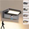 KUKAK Applique da Parete LED Esterno con Sensore di Movimento,22W Lampada da Parete Interno Bianco Caldo 3000K,Lampade Muro 350° Regolabile IP65,Luci da Parete in Alluminio per Corridoio Ingresso Giardini