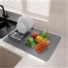 BLESWIN Tappetino Scolapiatti Extra Large in Silicone, 50 X 70 cm, Antiscivolo, Resistente al Calore E Facile da Pulire, Adatto per Piani di Lavoro, Lavelli E Frigoriferi (Grigio)