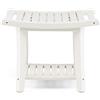 LIFEZEAL Sgabello da Bagno a 2 Livelli, Panca da Doccia Solida in HDPE Fino a 150 kg, Sgabello Doccia con Ripiano Portaoggetti per Adulti, Anziani, Bianco (60,5 x 34 x 48 cm)