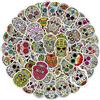 Qpout 100pcs Halloween Sugar Skull Stickers, Dia de Los Muertos Mexican Day of Dead Stickers Decals Laptop Sugar Skull decalcomanie impermeabili per bottiglia d'acqua Borsa Bike Computer Skateboard