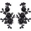 CABODYALS 2 pz 2 Stili Nero Floreale Ricamo Applique Vintage Perline Paillettes Pizzo Applique 3D Fiore Strass Cucire su Toppe Ornamento per Cucire Fare Vestiti Festa Borsa Jeans Camicia Fornitura