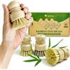 AIRNEX Set di 3 spazzole per piatti in bambù, 100% senza plastica, con sisal medio rigido e forte miscela di setole di cocco, antigraffio, inodore per legno, per pentole, padelle e verdure