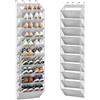 Dexpally Porta Scarpe Salvaspazio Verticale con 10 Tasche Profonde & 4 Ganci, Grande Capacità Scarpiera da Appendere per Armadio, Lavanderia e Camera Letto