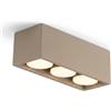 Area illumina Plafoniera da Soffitto Singola o Tripla, Alluminio, Attacco GX53 fino a 12W, Base Orientabile, Bianco/Nero/Sabbia (Sabbia, Triplo)