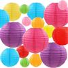ASelected 24 Pezzi Lanterne di Carta Cinese Colore, Lanterne Cinesi da Appendere 25/20/15/10 cm, Lanterne di Carta da Esterno per decorazioni di matrimoni, compleanni, feste ed eventi, battesimi