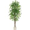 ML DESIGN modern living ML Design - Pianta artificiale Ficus, 210 cm, piante artificiali grandi come vere, finte da interno con tronco in legno naturale in vaso, piante decorative in plastica, per interni ed esterni, facile