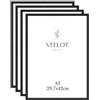 Veelot® 4x Cornice Foto DIN A3 29,7x42cm,Alluminio,Nero,Cornice 30x42 Grande per Foto,Disegni per Bambini,Diplomi e Poster,Camera da Letto e Casa,Solo per Espositore a Parete