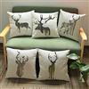 JWEK KADIBEER Set 20 Pezzi Federa Testa di Renna di Natale - Decorazione Domestica per Divano Cuscino in Lino Crema - Stampa Animale Cervo 45X45Cm