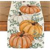 Artoid Mode TRE Zucche Arancioni Eucalipto Runner da Tavolo Autunnale, Lavabile Decorazione per Interno Vacanze Festa Decorazione 40 x 140 cm
