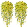 YSUVIN Fiore Artificiale Appesi, 4 Pezzi Fiore Artificiale da Esterno, 76CM Simulazione Pianta Appesa, Balcone Esterno Giardino Patio Matrimonio Fiori-Finti per Decorazioni Appeso, Giallo