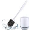 arimepi Scopino per WC con base, in silicone, con setole in silicone, non facile da graffiare, può essere montato a parete o posizionato sul pavimento (1 pezzo) bianco