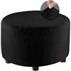 FANSU Copri Pouf Rotondo Elasticizzato, Velluto Poggiapiedi Lavabile Copri Ottomano Copertura per Sgabello Pouf Poggiapiedi Fodere per Sgabello per Soggiorno (Nero,S)