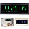 JAYEUW Orologio da parete digitale a LED, grande display con calendario, termometro 12/24H, montaggio a parete/sulla scrivania, alimentazione cablata, soggiorno, ufficio, sveglia (verde)
