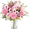 WOKICOR 4 Pezzi Fiori Artificiali Rosa Bouquet Fiori Finti con Rose dalie e Margherite Fiori di Stoffa per Decorazioni da Tavolo Matrimonio diY Interno ed Esterno