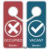 PRESSINART 2 Pezzi Cartello A Porta Occupato/Libero In PVC A Doppia Faccia Resistente 9 x 4 Pollici Insegna di Segno Rosso e Blu per Maniglia Della Porta Del Bagno per Ufficio Casa Sala Riunioni Hotel