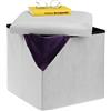Relaxdays Pouf Contenitore Pieghevole, Sgabello Poggiapiedi Imbottito, HxLxP: 38x38x38 cm, MDF e Velluto, Grigio Chiaro