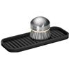 InterDesign iDesign Vassoio in silicone per lavello da cucina per spugne, scrubber, sapone, supporto per cucchiaio da cucina, nero, 22,9 x 8,9 x 12,7 cm