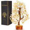 YATSKIA Pietra di cristallo citrino - Albero di cristalli, albero gemma, bonsai, albero per la casa, albero di cristallo della vita, accessori per meditazione, bonsai falsi, albero di cristallo per energia