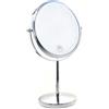 TUKA-i-AKUT TUKA Specchio Bagno per Trucco 5X Ingranditori, 8 Doppio Specchio Cosmetico Con Piedistallo, ø 20 cm Specchio da Tavolo per Trucco e Rasatura, 2 Facciate Vanity Mirror, Cromato, TKD3108-5x