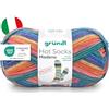 120 Gründl Lana Hot Socks Madena 4 strati - Lana per calzini per 1 paio di calzini - Filato per calze - Morbido e delicato sulla pelle - 75% lana vergine 25% poliammide - 1 gomitolo da 100 g/420 m