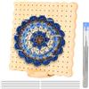 VINATO Tavola per Bloccare in Bambù, Tavola di Bloccaggio con 10 Pini in Acciaio Inox, Base e Accessori, 19.5x19.5cm - per Granny Squares all'Uncinetto, Dimensioni Medie