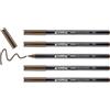 Edding e-1300 - Set di 5 pennarelli per colorare a punta tonda 2 mm seppia