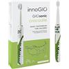 innoGIO GIOsonic Crocodile - Spazzolino da denti elettrico per bambini, ricaricabile USB, manico in silicone, 3 modalità, timer 2 min, adatto per bambini tra 3 e 12 anni, verde (4 testine incluse)