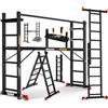 Masko® Ponteggi Telaio in alluminio Struttura Scala da ponteggio, Piattaforma lavoro | Caricabile fino a 150 KG | Rivestimento antiscivolo | | Testato GS (EN 131)