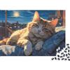 JWNDFKPVXZGL Gatto alla Finestra Puzzle 1000 Pezzi Carta per Adulti Notturno Gioco di Puzzle 1000 Pezzi Home Decor Relax 38x26cm/1000pcs