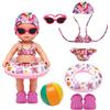 OPEIXSAYKOC Set da Nuoto per Bamboles,Costume da Bagno per Bambole,Vestiti per bamboler | Costume da Bagno per bamboles,Cappello,Occhiali,Pantofole,Palla da spiaggia,Accessori bambole reborn,per Bamboler 35-45 cm