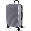 DON ALGODON Valigia media 23 kg | Valigia da viaggio rigida con 4 ruote doppie a 360°, lucchetto TSA e maniglia telescopica | Bagaglio impermeabile per viaggi in aereo, argento, Classico