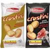 Forno Damiani Crostini Assortiti Gusto Classico e Prosciutto, Snack Salato al Forno, Multipacco Scorta da 32 Bustine x 75g