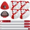 OKcedier Coprimop di Ricambio per Turbo 2 in 1, Testine di Ricambio per Mop e Mop per Pavimenti con 4 Testine in Microfibra, 1 Manico, 1 Base per Mop e 1 Spazzola