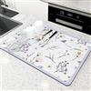 AMOMYDOG Tappetino Scolapiatti, Super Assorbente Tappetini Lavello Cucina, Scolapiatti da Lavello Asciugatura Rapida, Sgocciolatoio per Lavello Antiscivolo per Bancone Cucina 30 x 40cm (Fiore)
