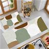 Generic Minimalista moderno Set di 2 Pezzi di Tappeti da Cucina Antiscivolo, Tappeti Lavabili Con Blocchi di colore irregolari, per Cucina Corridoio e Soggiorno, 50x80cm+50x150cm, Verde salvia