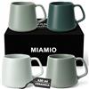 MIAMIO - Tazze da Caffè Set da 4, Ceramica (420ml) - Luxe (Evergreen) | Grandi tazze da caffè in ceramica per cappuccino, tè ed espresso, set da 4, lavabili in lavastoviglie, per ogni giorno
