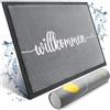 Bodenständig Charmante Willkommen Zerbino in dimensioni ottimali per la porta di casa con il cuore. Zerbino grigio 40 x 60 cm, con scritta Welcome mat