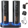CIRCLE JOY Set Macina Sale e Pepe Elettrico Ricaricabile con Base di Ricarica, Capacità 110 ml, Grana Regolabile e Luce LED Bianca, Nero