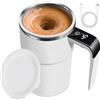 Fouvin Tazza auto-commovente, in acciaio inox, per caffè, tè, cioccolata calda, latte, cacao, proteine (modello 2 bianco)