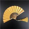 YRTHFJTJ Mini ventaglio a mano, colore verde scuro dorato, piccolo, pieghevole, per foto da sposa, ventaglio orientale, con nappa, ventaglio decorativo glitterato (bambù oro, M)