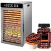 GHKWXUE 800W essiccatore alimentare,16 vassoi in acciaio inox,14.6ft² Spazio asciutto,0.5-24 Ora timer digitale e controllo della temperatura da 86℉-194℉,4 programmi preimpostati