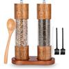 Huifoo 2pcs Set Macina Sale e Pepe con Vassoio per Macinino, Macinapepe Regolabile, Macinapepe Manuale, Macina Pepe Legno Massiccio, Macina Pepe e Sale, per Macinare Varie Spezie
