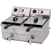 Ristoattrezzature Friggitrice Elettrica Professionale - Doppia Vasca - Con Rubinetto di Scarico - Acciaio Inox - Per Pub, Bar, Ristoranti - Da Banco - 16+16 Litri, Capacità Olio 12+12 Litri