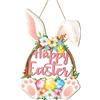 SZLIFE Cartello Di Benvenuto Pasquale per Porta in Legno, Decorazione Primaverile Da Parete per Porta D'ingresso Con Uova E Fiori, Decorazioni Pasquali Dotata Di Corda per Appenderla, 36 Cm