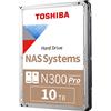 Toshiba N300 PRO 10TB Enterprise NAS (fino a 24 alloggiamenti) Disco rigido interno da 3,5, fino a 300 TB/anno di frequenza di carico di lavoro CMR SATA 6 GB/s 7200 RPM 512 MB cache - HDWG71AXZSTB