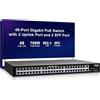 GigaPlus 48 Port Gigabit PoE Switch with 2x1000Mbps Uplink, 2x1000Mbps SFP, GiGaPlus 48 Port IEEE802.3af/at PoE @700W, Support VLAN, Metal Housing, Desktop or Wall-Mount, Plug & Play