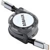 SDBAUX Cavo USB C a USB-C, 1M PD 60W Retrattile con Sincronizzazione Dati da USB-C a Type-C, Ricarica Rapida per iPhone 17/16/15 Serie, Samsung Galaxy S25, MacBook Air/Pro, Lenovo, iPad Pro, Huawei