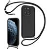 Coalbooliy Cover per iPhone 11 Pro 5,8 con Cordino per Cellulare, Custodia Silicone con Regolabile Collana Sottile Morbida Case Protezione della fotocamera Antiurto con Necklace, Nero