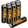 SFNN Batteria ricaricabile da 3,7 V, 3200 mAh, NiMH ad alta capacità, batteria di ricambio per torcia frontale a LED, torcia, telecomando e auto radiocomandata, potente e durevole (8 pezzi)