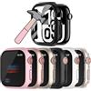 HANKN 6 pellicole protettive rigide per Apple Watch Series 11/10, 46 mm, in vetro temperato, copertura completa, resistente ai graffi (rosa+oro rosa+stella+nero+bianco+trasparente)